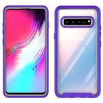 Wholesale Galaxy S10 5G Clear Dual Defense Hybrid Case (Purple)